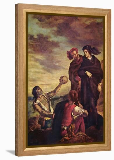 Hamlet and Horatio in a Graveyard-Eugene Delacroix-Framed Stretched Canvas