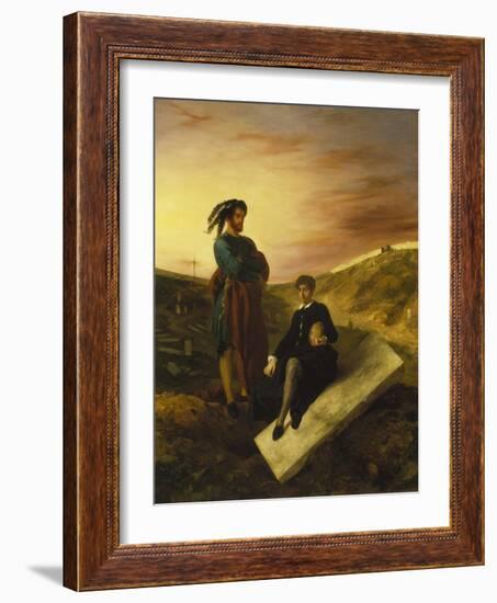 Hamlet and Horatio in the Cemetery, 1835-Eugene Delacroix-Framed Giclee Print