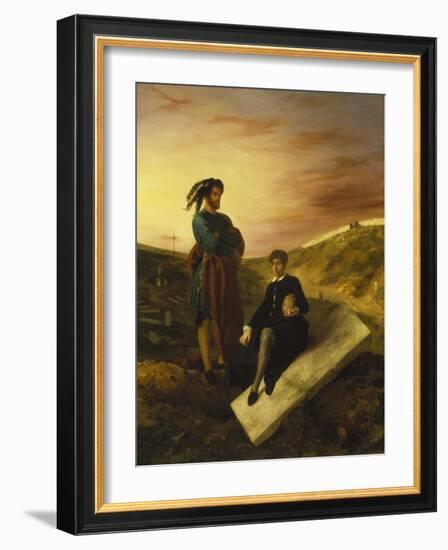 Hamlet and Horatio in the Cemetery, 1835-Eugene Delacroix-Framed Giclee Print