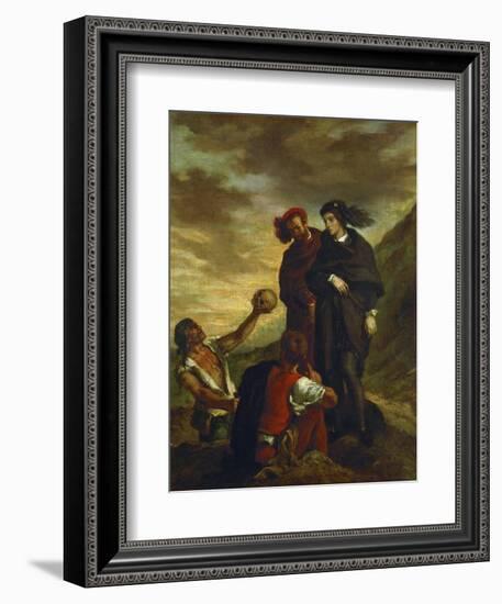 Hamlet and Horatio in the Churchyard-Eugene Delacroix-Framed Giclee Print