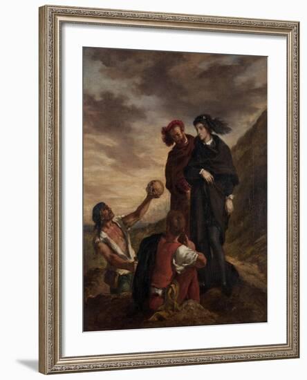 Hamlet and Horatio in the Graveyard-Eugene Delacroix-Framed Giclee Print