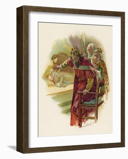 Hamlet, Claudius Disturbed by the Play Scene-Harold Copping-Framed Art Print