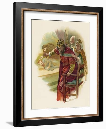 Hamlet, Claudius Disturbed by the Play Scene-Harold Copping-Framed Art Print