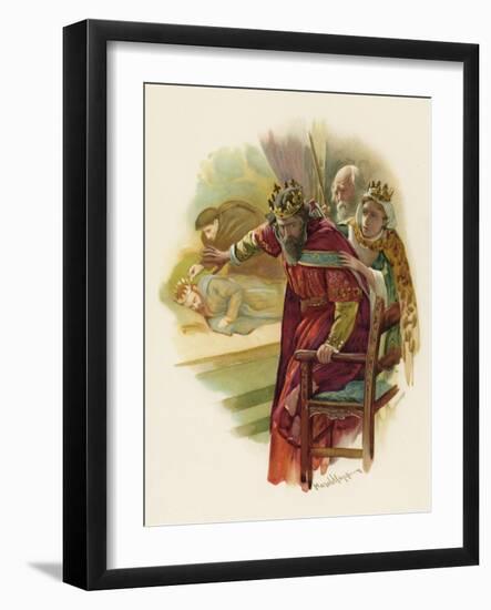 Hamlet, Claudius Disturbed by the Play Scene-Harold Copping-Framed Art Print