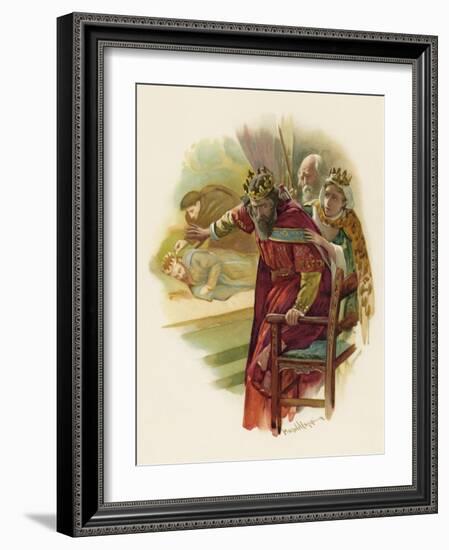 Hamlet, Claudius Disturbed by the Play Scene-Harold Copping-Framed Art Print