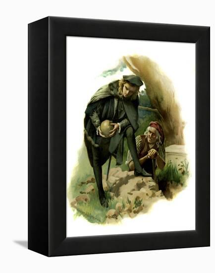 Hamlet holds the skull of the jester Yorick-Harold Copping-Framed Premier Image Canvas