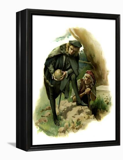 Hamlet holds the skull of the jester Yorick-Harold Copping-Framed Premier Image Canvas