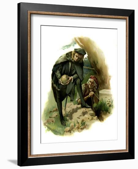 Hamlet holds the skull of the jester Yorick-Harold Copping-Framed Giclee Print