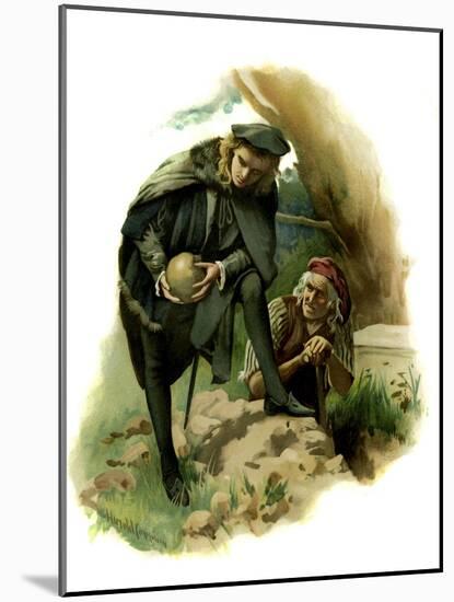 Hamlet holds the skull of the jester Yorick-Harold Copping-Mounted Giclee Print