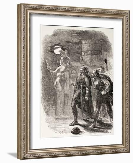 Hamlet, Horatio and Marcellus See the Ghost, from 'The Illustrated Library Shakespeare',…-null-Framed Giclee Print