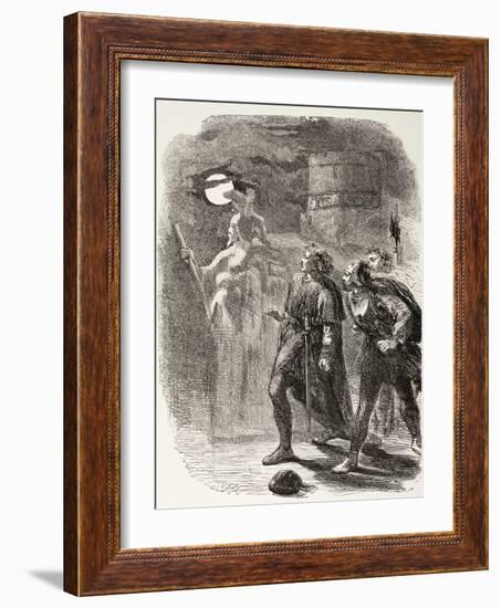 Hamlet, Horatio and Marcellus See the Ghost, from 'The Illustrated Library Shakespeare',…-null-Framed Giclee Print