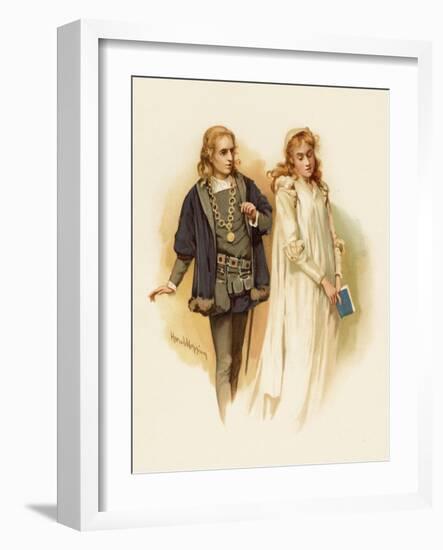 Hamlet with Ophelia-Harold Copping-Framed Art Print