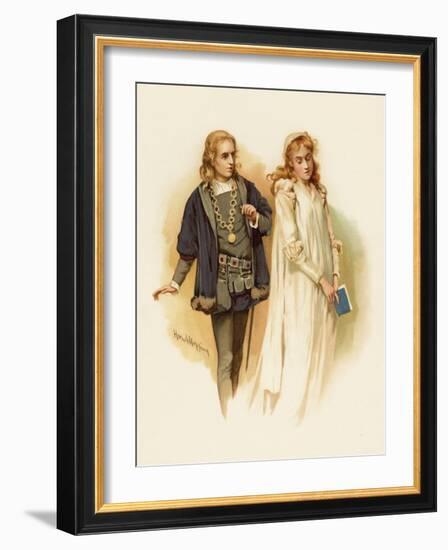 Hamlet with Ophelia-Harold Copping-Framed Art Print