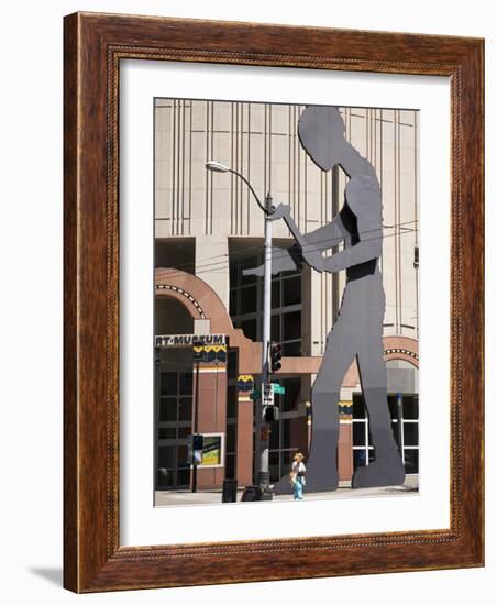 Hammering Man Sculpture by Jonathan Borofsky, Seattle Art Museum, Seattle, Washington State, USA-Richard Cummins-Framed Photographic Print