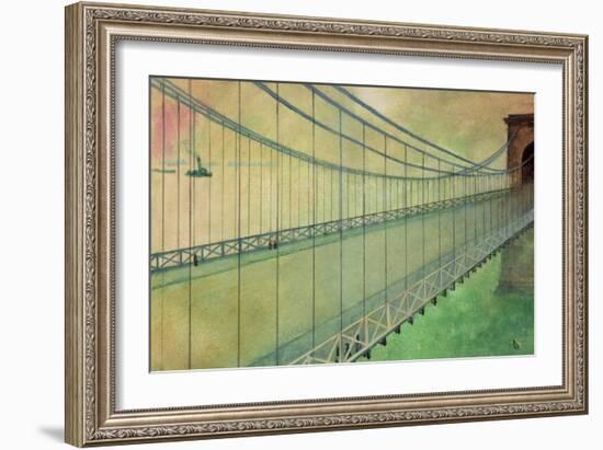 Hammersmith Bridge after the Boat Race-George Adamson-Framed Giclee Print