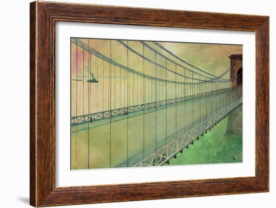 Hammersmith Bridge after the Boat Race-George Adamson-Framed Giclee Print