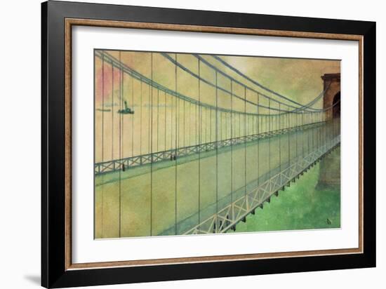 Hammersmith Bridge after the Boat Race-George Adamson-Framed Giclee Print
