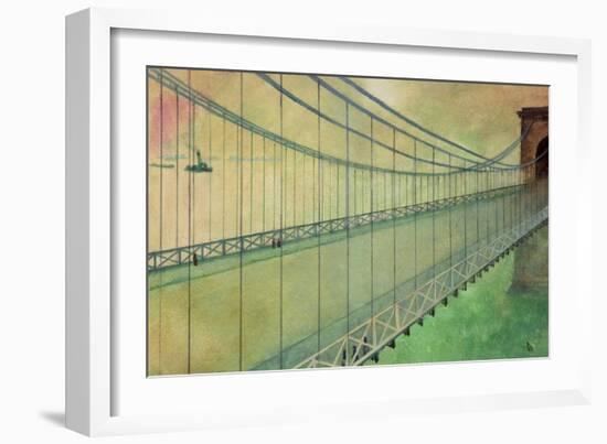 Hammersmith Bridge after the Boat Race-George Adamson-Framed Giclee Print