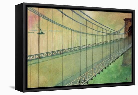 Hammersmith Bridge after the Boat Race-George Adamson-Framed Premier Image Canvas