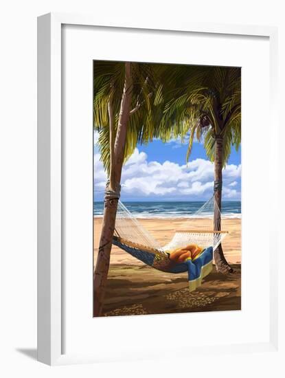 Hammock and Palms-Lantern Press-Framed Art Print