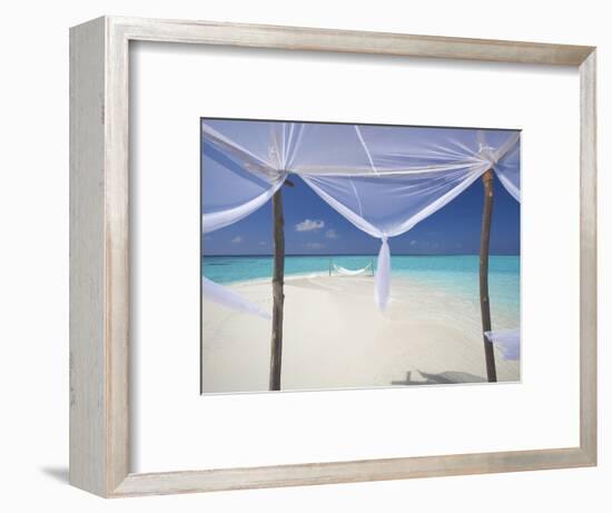 Hammock Hanging in Shallow Clear Water, the Maldives, Indian Ocean, Asia-Sakis Papadopoulos-Framed Photographic Print