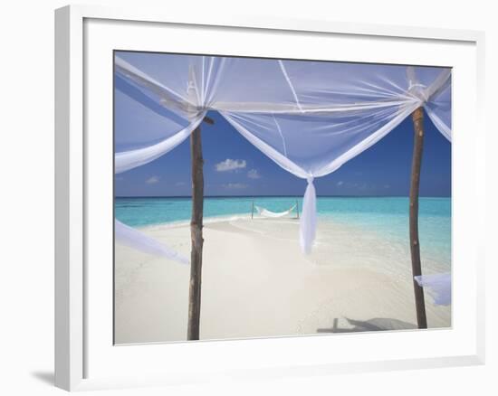 Hammock Hanging in Shallow Clear Water, the Maldives, Indian Ocean, Asia-Sakis Papadopoulos-Framed Photographic Print