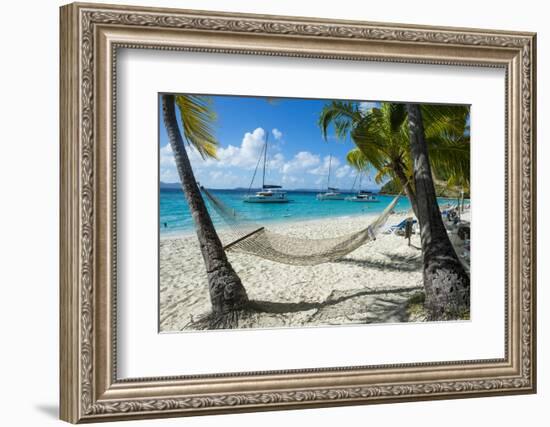 Hammock hanging on famous White Bay, Jost Van Dyke, British Virgin Islands, West Indies, Caribbean,-Michael Runkel-Framed Photographic Print