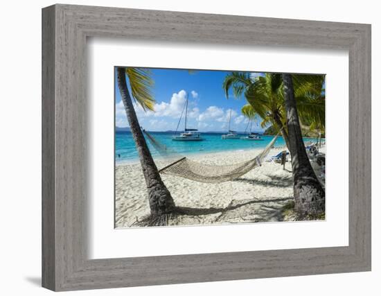 Hammock hanging on famous White Bay, Jost Van Dyke, British Virgin Islands, West Indies, Caribbean,-Michael Runkel-Framed Photographic Print