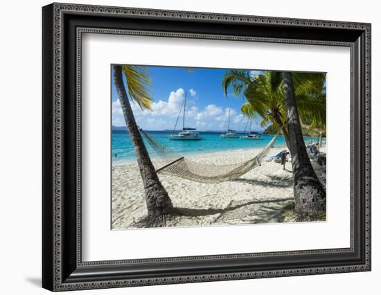 Hammock hanging on famous White Bay, Jost Van Dyke, British Virgin Islands, West Indies, Caribbean,-Michael Runkel-Framed Photographic Print