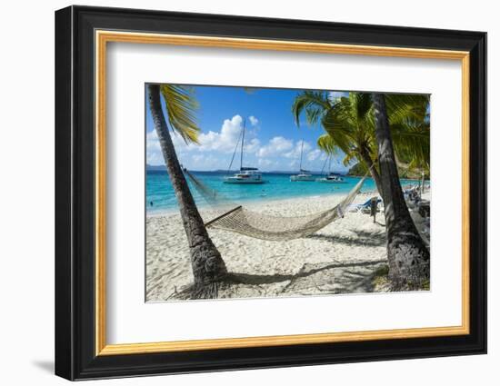 Hammock hanging on famous White Bay, Jost Van Dyke, British Virgin Islands, West Indies, Caribbean,-Michael Runkel-Framed Photographic Print