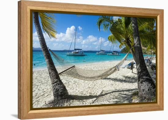 Hammock hanging on famous White Bay, Jost Van Dyke, British Virgin Islands, West Indies, Caribbean,-Michael Runkel-Framed Premier Image Canvas