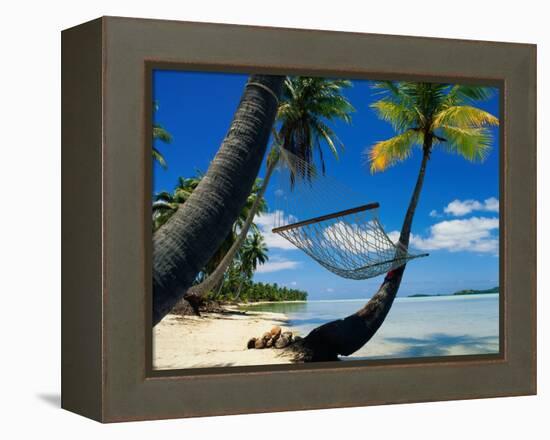 Hammock Hanging Seaside-Randy Faris-Framed Premier Image Canvas