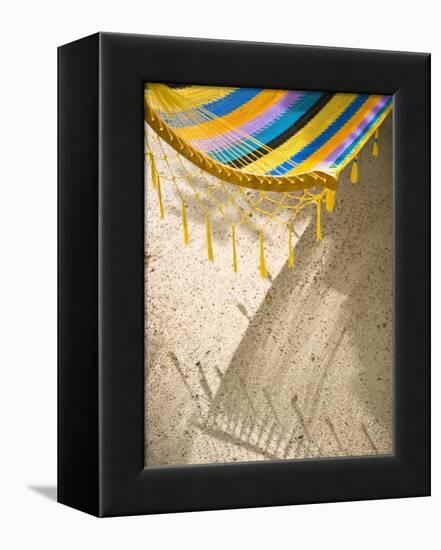 Hammock on Beach, Caye Caulker, Belize-Russell Young-Framed Premier Image Canvas