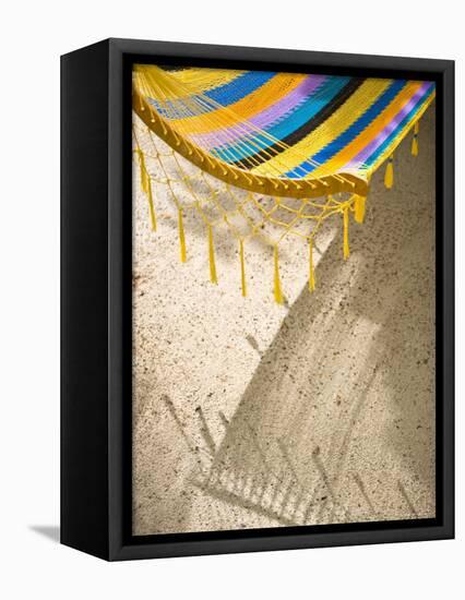 Hammock on Beach, Caye Caulker, Belize-Russell Young-Framed Premier Image Canvas