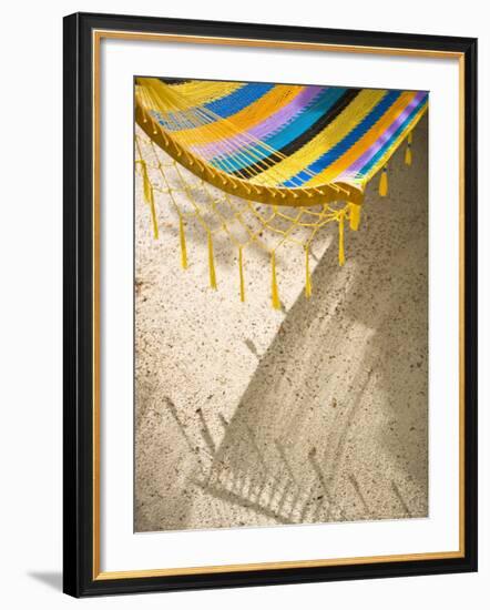 Hammock on Beach, Caye Caulker, Belize-Russell Young-Framed Photographic Print