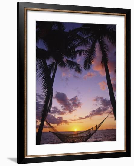 Hammock on Beach, Danarau, Viti Levu, Fiji-Neil Farrin-Framed Photographic Print