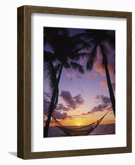 Hammock on Beach, Danarau, Viti Levu, Fiji-Neil Farrin-Framed Photographic Print