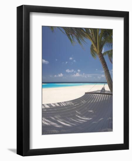 Hammock on Beach, Maldives, Indian Ocean, Asia-Sakis Papadopoulos-Framed Photographic Print