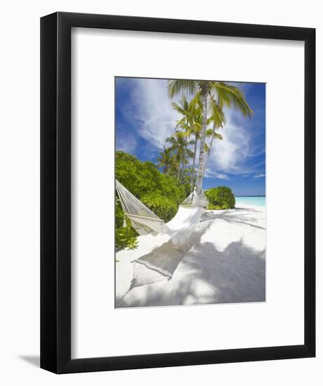 Hammock on Empty Tropical Beach, Maldives, Indian Ocean, Asia-null-Framed Photographic Print