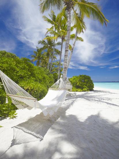 'Hammock on Empty Tropical Beach, Maldives, Indian Ocean, Asia ...