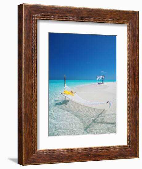 Hammock on Tropical Beach, Maldives, Indian Ocean, Asia-Sakis Papadopoulos-Framed Photographic Print