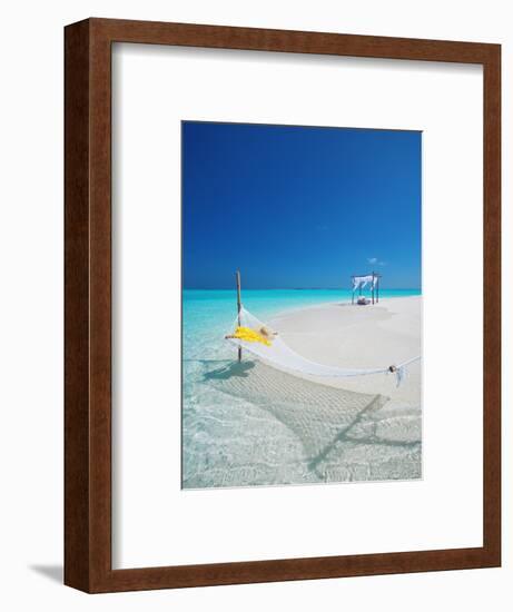 Hammock on Tropical Beach, Maldives, Indian Ocean, Asia-Sakis Papadopoulos-Framed Photographic Print