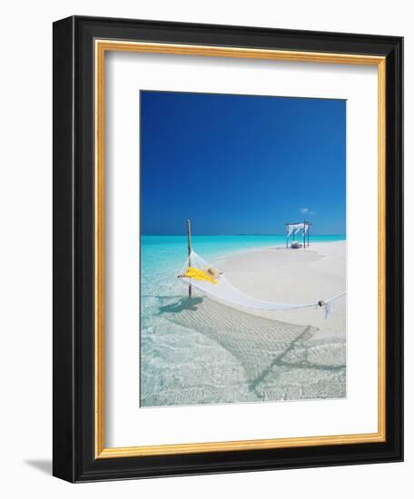 Hammock on Tropical Beach, Maldives, Indian Ocean, Asia-Sakis Papadopoulos-Framed Photographic Print