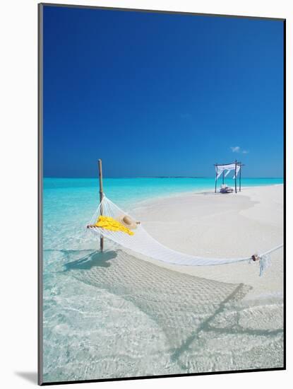 Hammock on Tropical Beach, Maldives, Indian Ocean, Asia-Sakis Papadopoulos-Mounted Photographic Print