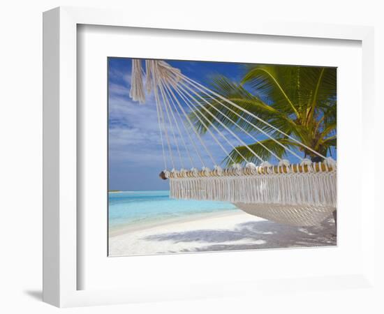 Hammock on Tropical Beach, Maldives, Indian Ocean, Asia-Sakis Papadopoulos-Framed Photographic Print