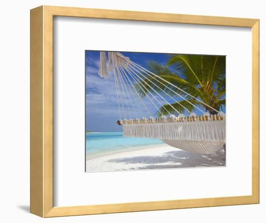 Hammock on Tropical Beach, Maldives, Indian Ocean, Asia-Sakis Papadopoulos-Framed Photographic Print