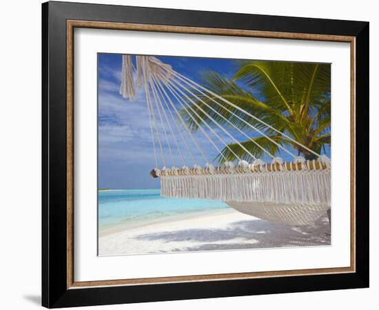 Hammock on Tropical Beach, Maldives, Indian Ocean, Asia-Sakis Papadopoulos-Framed Photographic Print
