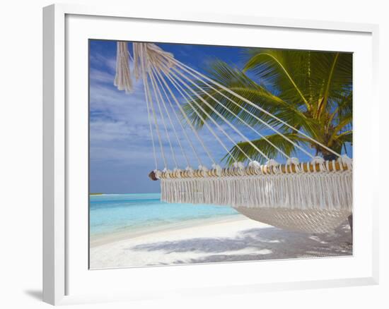 Hammock on Tropical Beach, Maldives, Indian Ocean, Asia-Sakis Papadopoulos-Framed Photographic Print