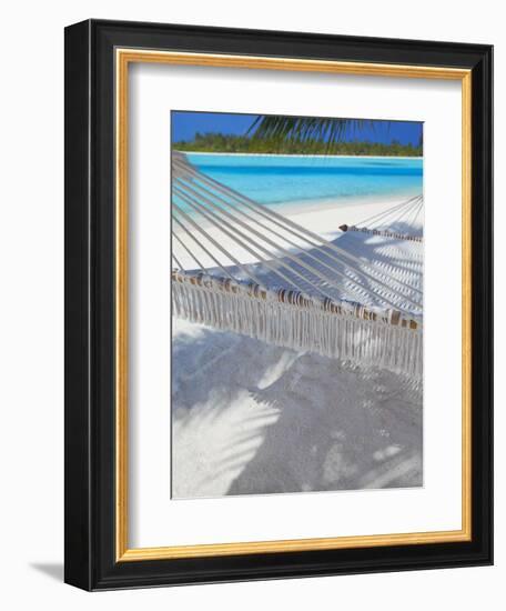 Hammock on Tropical Beach, Maldives, Indian Ocean, Asia-Sakis Papadopoulos-Framed Photographic Print