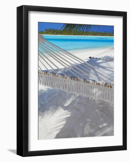 Hammock on Tropical Beach, Maldives, Indian Ocean, Asia-Sakis Papadopoulos-Framed Photographic Print